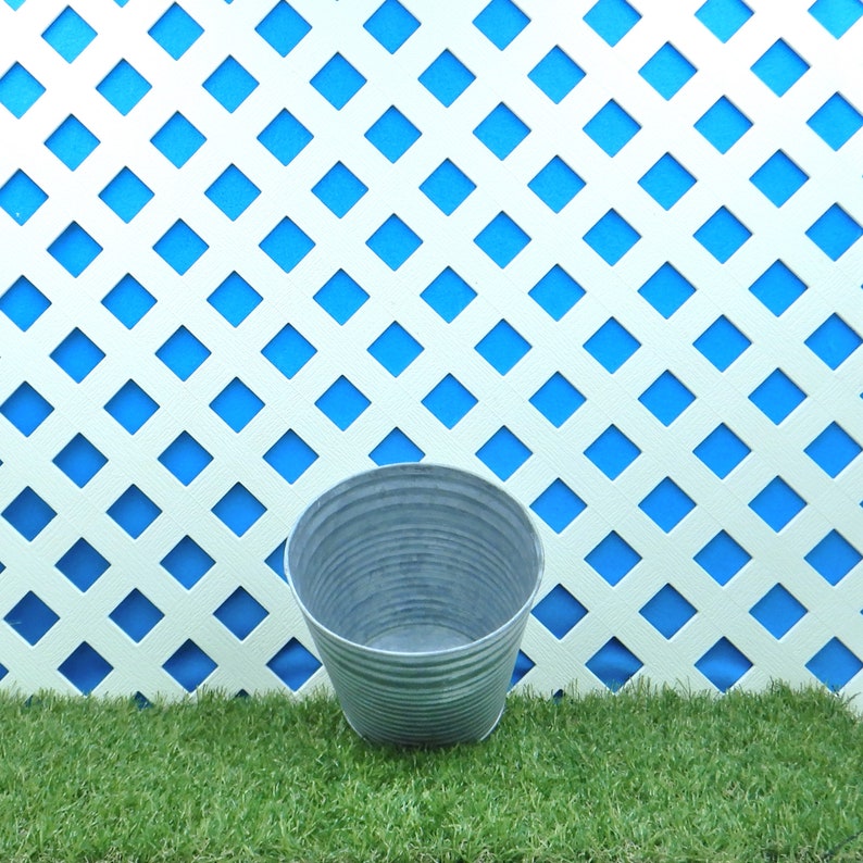 Pail Galvanized Tin Container Round Medium Floral Container Fairy Garden Miniature Tin 50940MDI Planter Towel Holder Basket Bucket