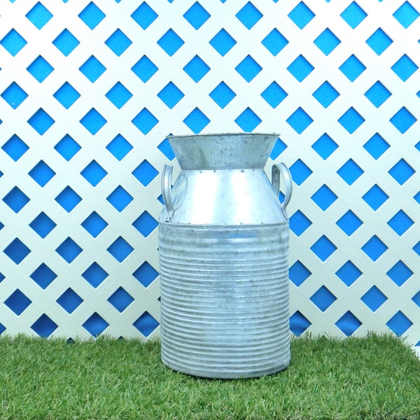 Galvanized Tin Container Milk Can, Fairy Garden, Planter, Floral Container, Plant Holder, Metal Vase Display, Home Decor / #50944MDI