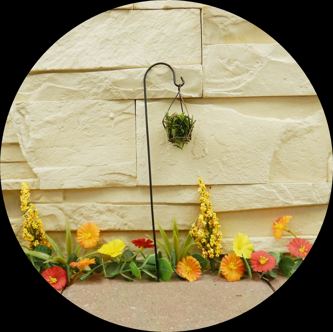 Hanging Basket With Moss Fairy Garden Miniature Mini Garden Etsy
