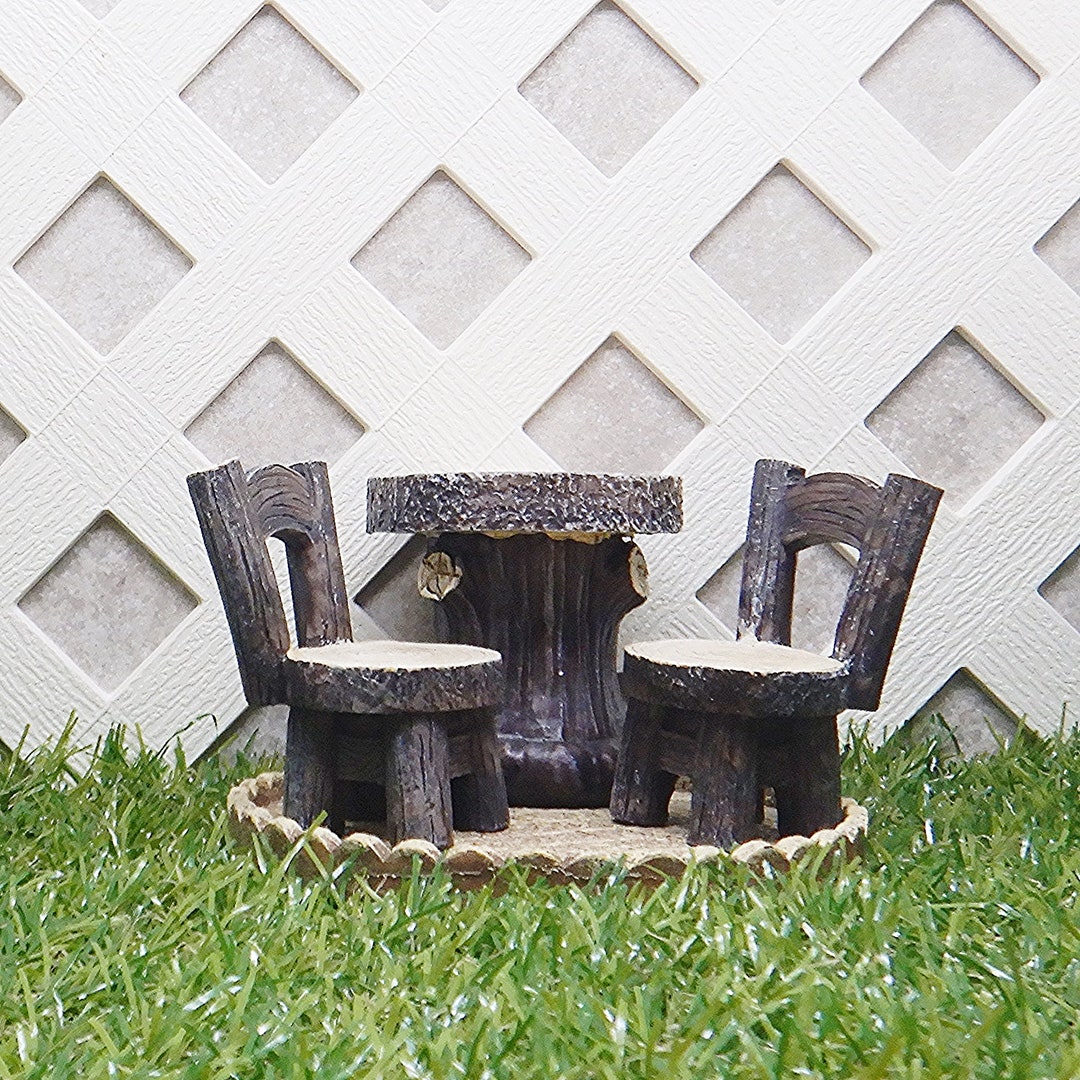 Mini Log Table and Chairs Fairy Garden Miniature Mini Garden Etsy