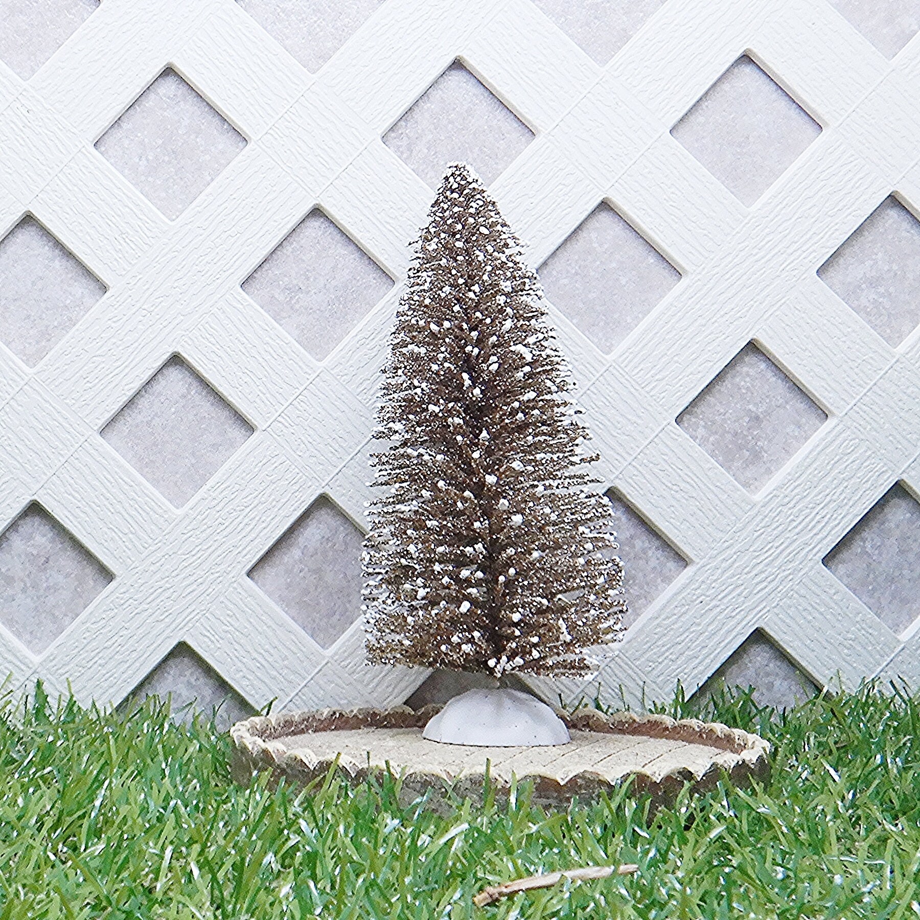Gold Glitter Bottle Brush Tree with Snow Fairy Garden Etsy