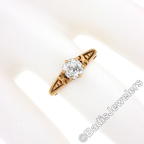 Antique Victorian 10k Rosy Yellow Gold 0.75tw GIA… - image 3