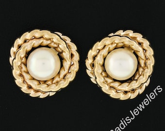 ◆STONEHENgE◆ Love Knot 14K Pearl Drop Earrings SA24C47K 10x8mm Cultured Pearl Love Knot Drop Earrings in 14kt Yellow