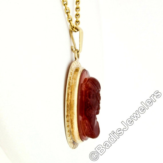 Antique 14K Yellow Gold Oval Carved Carnelian Cam… - image 2
