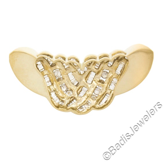 Solid 14K Yellow Gold 3ctw Baguette & Round Cut D… - image 3