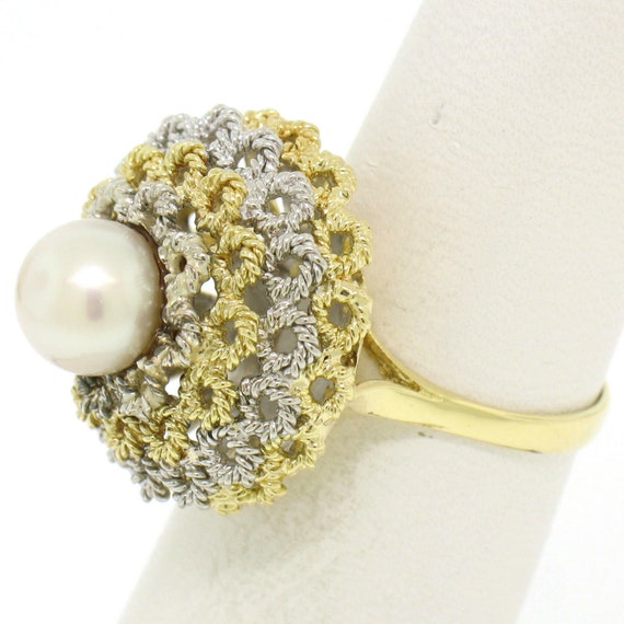 Estate Hand Made 18K Two Tone Yellow and White Go… - image 3