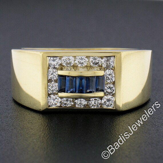 Men's 18K Yellow Gold 0.95ctw Baguette Channel Set Sapphire Men's 18K Yellow Gold 0.95ctw Baguette Channel Set Sapphire