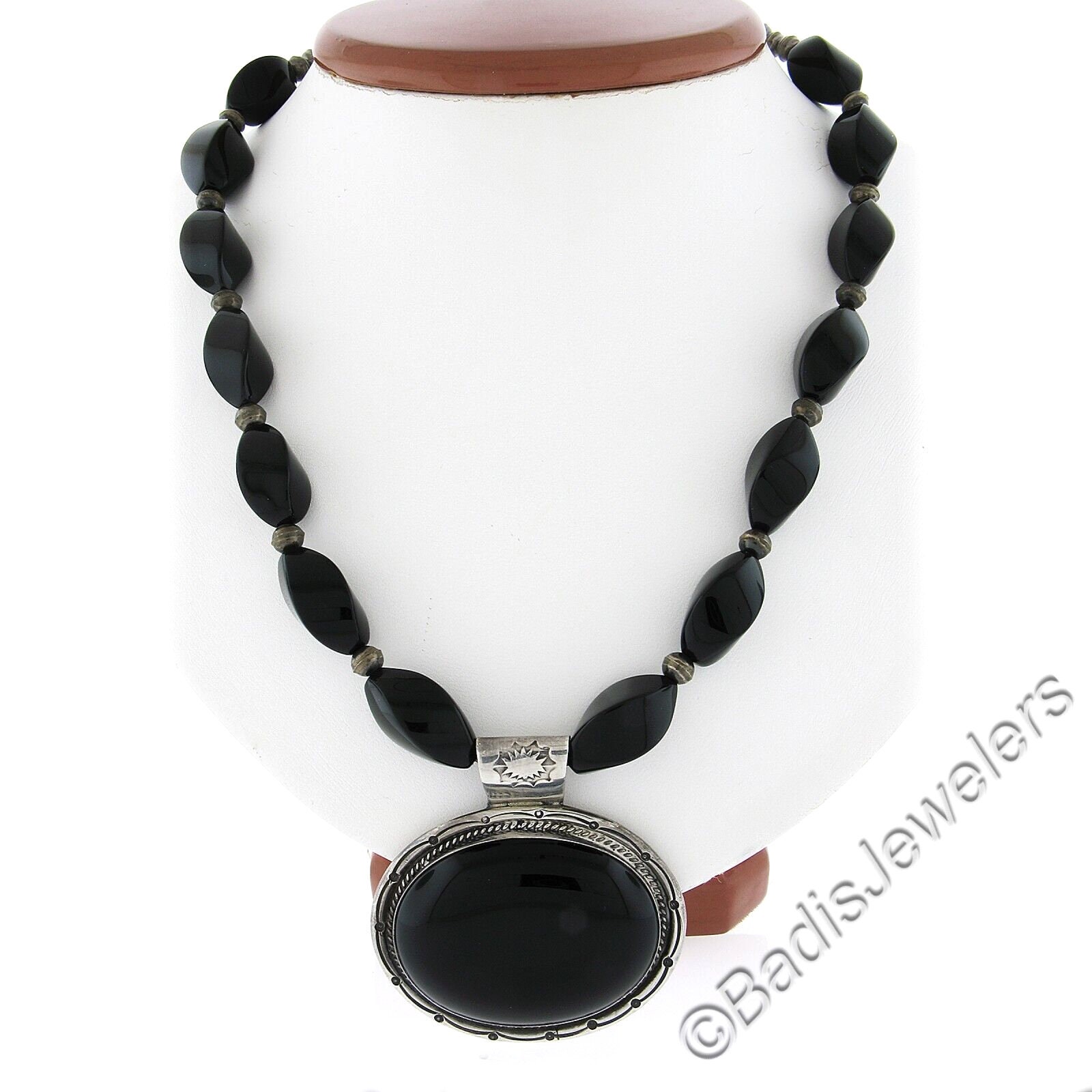 ☆関税込☆VINTAGE HOLLYWOOD★Black Oval Stone Necklace★ Muloo Gothic Blood Red Stone Necklace For Women Men Vampire