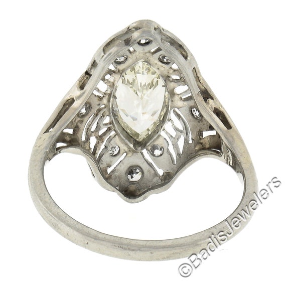 Antique Art Deco 18k White Gold GIA Certified 1.0… - image 7