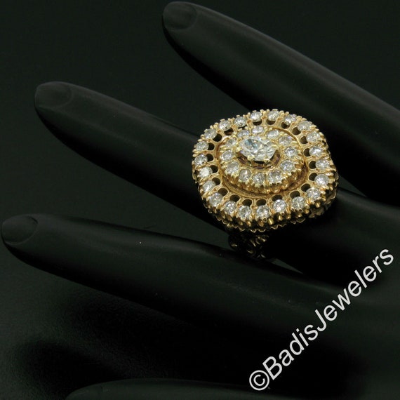 Large Vintage 14K Yellow Gold 2.20ctw Diamond Han… - image 4