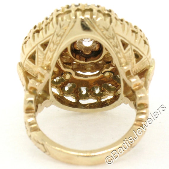 Large Vintage 14K Yellow Gold 2.20ctw Diamond Han… - image 7