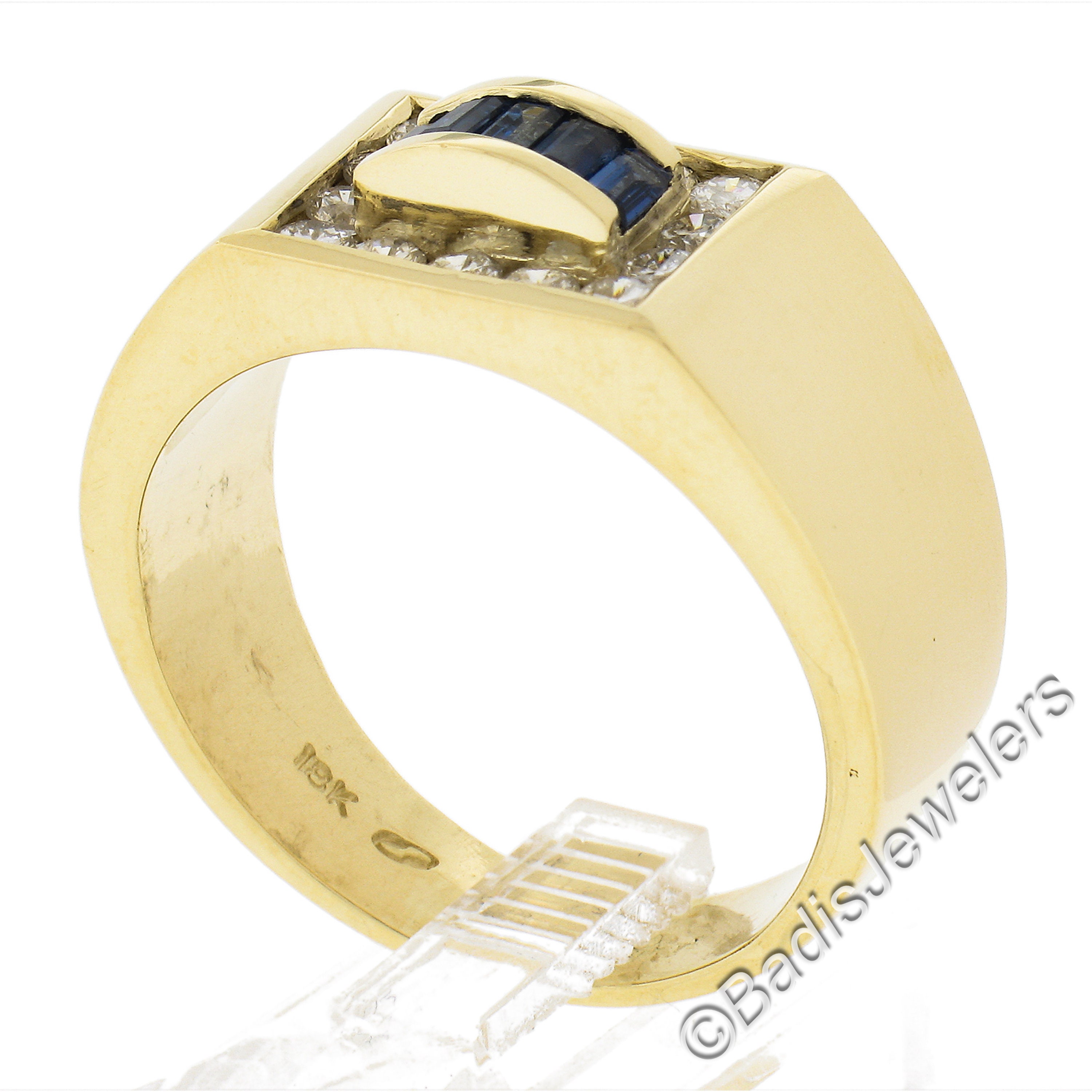 Men's 18K Yellow Gold 0.95ctw Baguette Channel Set Sapphire Men's 18K Yellow Gold 0.95ctw Baguette Channel Set Sapphire