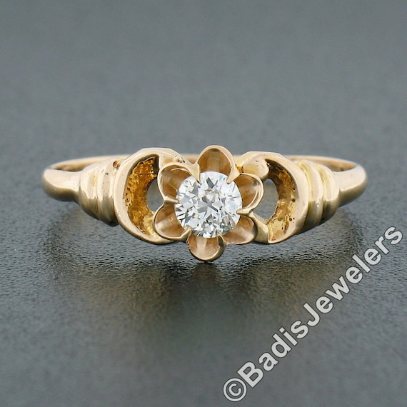 Antique Victorian 10k Yellow Gold 0.25ctw Old Eur… - image 2