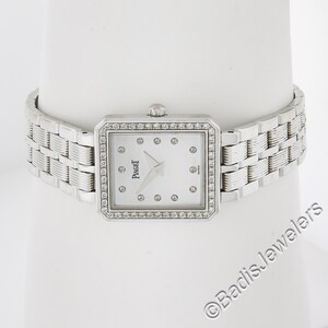 Piaget Protocole 20mm 18k White Gold Mother of Pearl & Diamond Dial and Bezel Wrist Watch Bracelet 5355 M601D