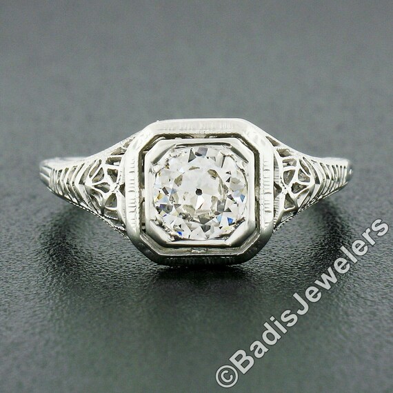 Antique Art Deco 18k White Gold Old European Cut … - image 5