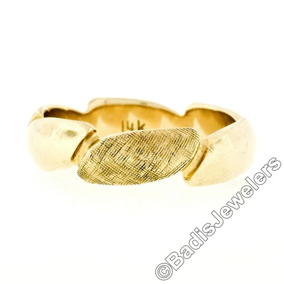 Unisex Vintage 14k Yellow Gold 6mm Domed Grooved … - image 3