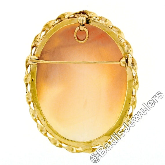 Vintage 14k Yellow Gold Carved Shell Cameo Fancy … - image 4