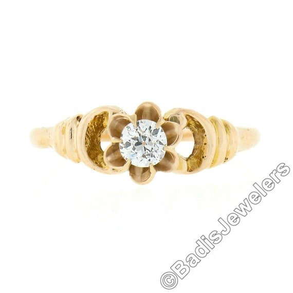 Antique Victorian 10k Yellow Gold 0.25ctw Old Eur… - image 4