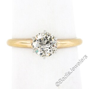 Antique Edwardian Yellow Gold & Platinum 0.83ct European Diamond Solitaire Engagement Ring w/ Original Finish and Patina Preserved.