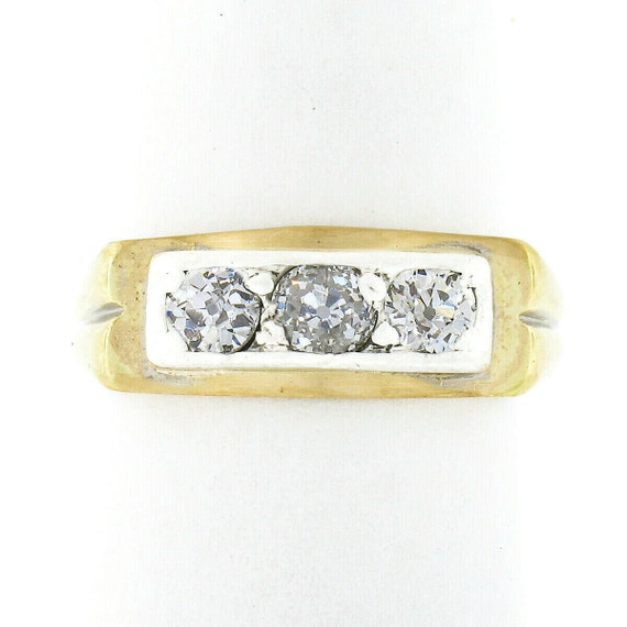 Antique Edwardian 14k Yellow Gold & Silver 0.75ct… - image 1