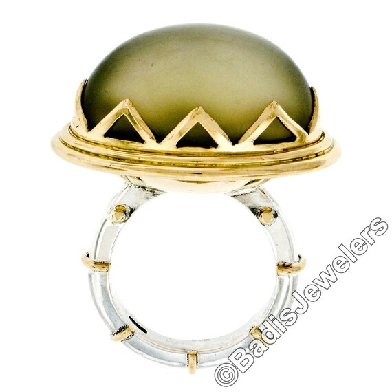 ヴィンテージグリーンオーバルカット18K リング