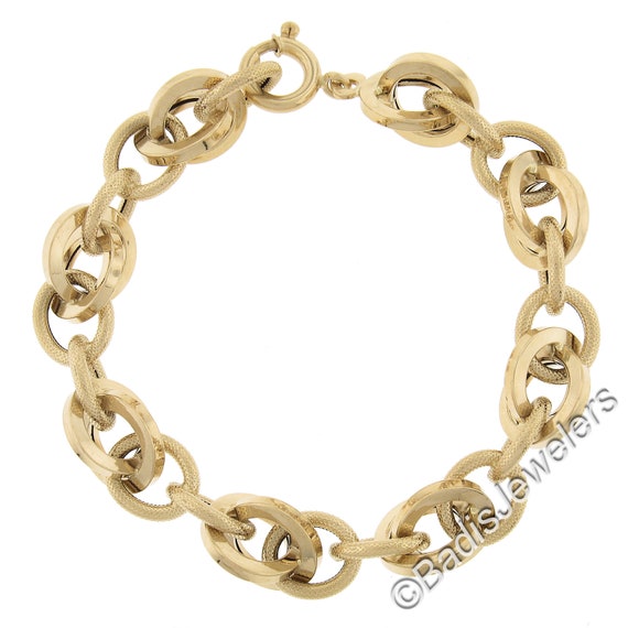 UNOEARRE 18k Yellow Gold Textured & Polished Inte… - image 2