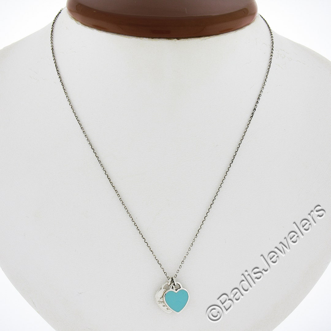Return to Tiffany™ mini double heart tag pendant in silver