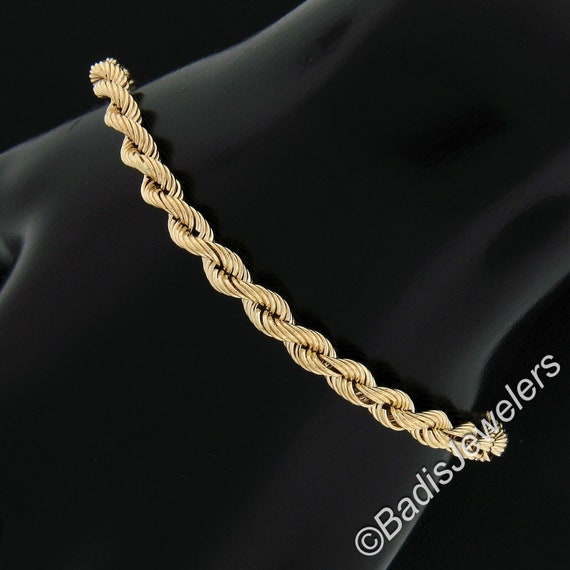 Vintage 14K Yellow Gold Silk Rope Brand Solid Rope Bracelet 7