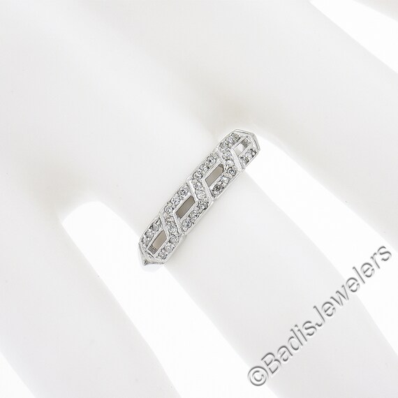 Vintage 14K White Gold Pave Milgrain Diamond Inte… - image 3