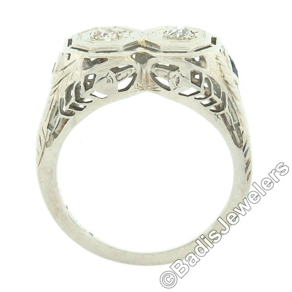 Antique Art Deco 18k White Gold 0.20ctw Dual Old … - image 2