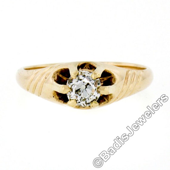 Antique Victorian 14K Yellow Gold 0.40ct Old Cush… - image 4