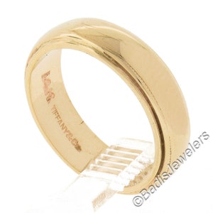 Authentic Designer Tiffany & Co. 14k Yellow Gold 5.3mm Wide Domed Polished Stackable Wedding Band Ring Size 6
