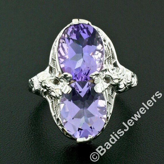 Antique Art Deco 14k White Gold Dual Purple Ameth… - image 2