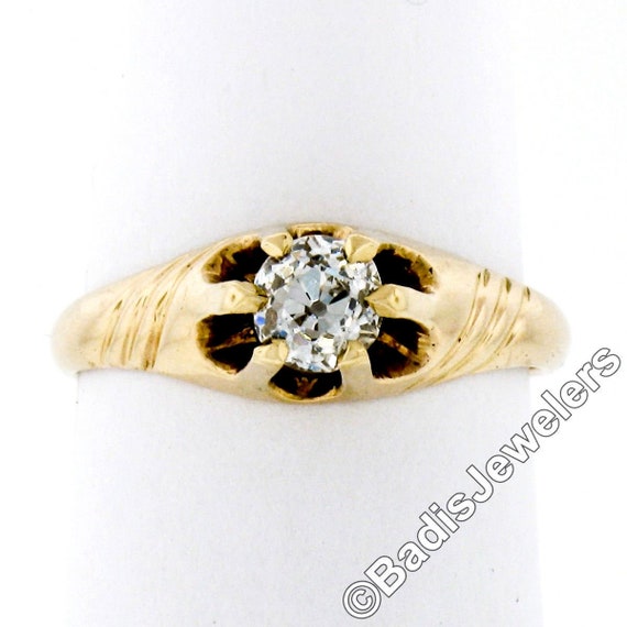 Antique Victorian 14K Yellow Gold 0.40ct Old Cush… - image 1