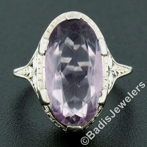 Antique Art Deco Gorgeous 18k White Gold 3.0ctw E… - image 3