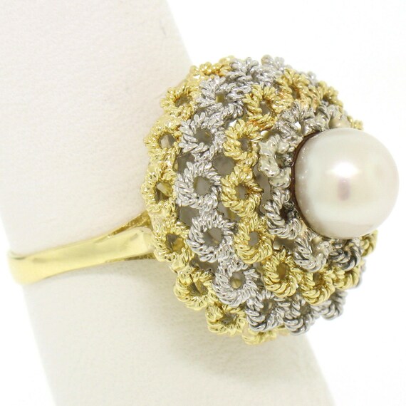 Estate Hand Made 18K Two Tone Yellow and White Go… - image 2