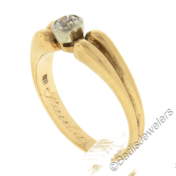 Antique Victorian 14K Two Tone Gold 0.30ct Old Eu… - image 1