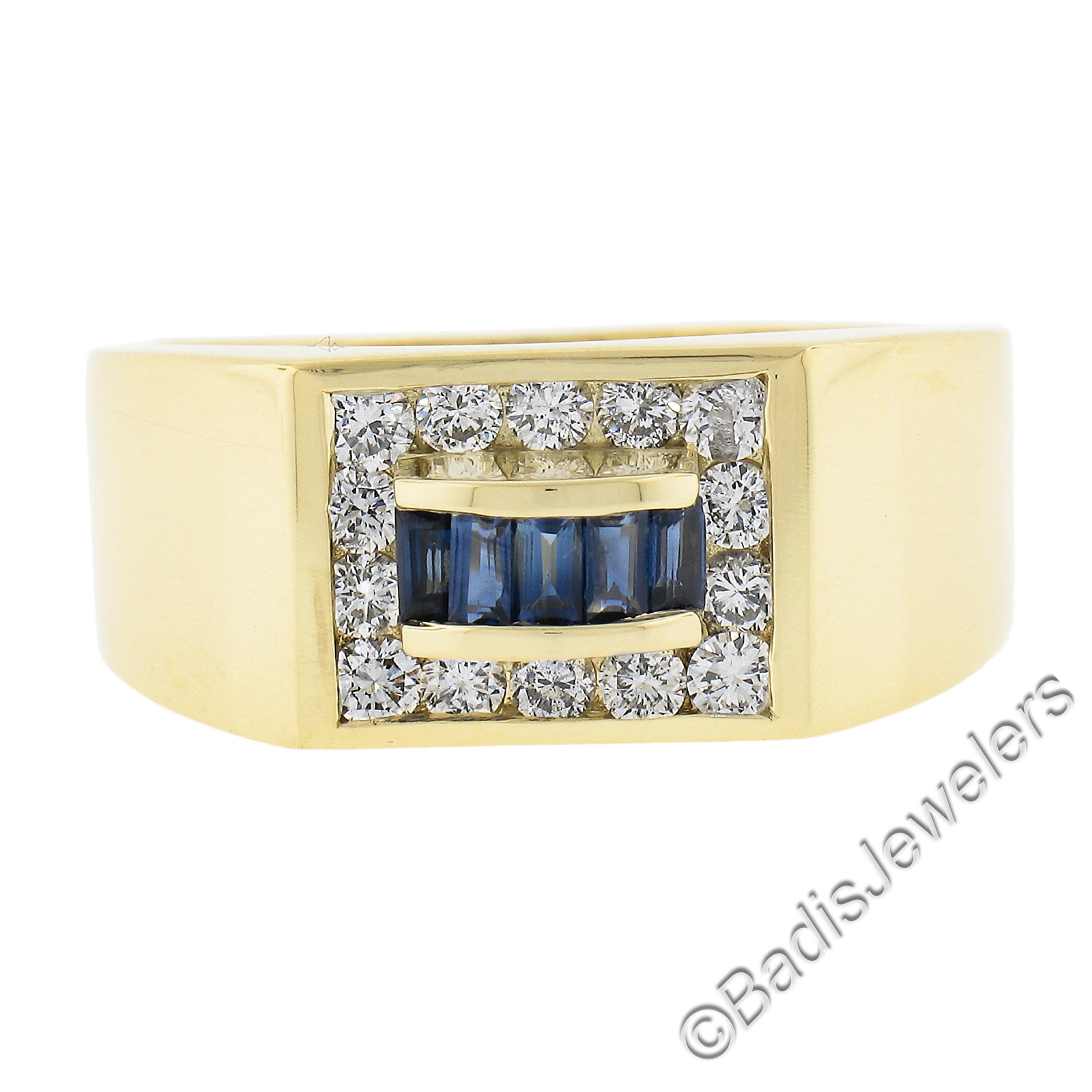 Men's 18K Yellow Gold 0.95ctw Baguette Channel Set Sapphire Men's 18K Yellow Gold 0.95ctw Baguette Channel Set Sapphire