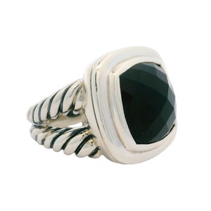 Sterling Silver David Yurman 13mm Albion Black Onyx Checkerboard Cut Band Ring