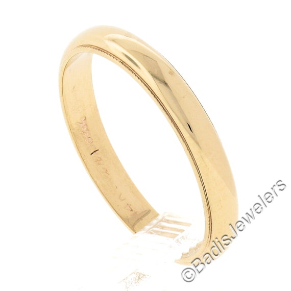 Estate Unisex Classic 14k Yellow Gold 3.5mm Domed… - image 6