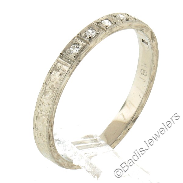 Antique Scroll Diamond Wedding Band - Etsy