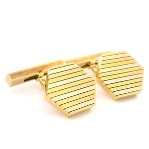 Estate Cartier 18k Tri-Color Gold Hexagon Swivel Back Cufflinks