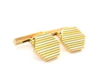 Estate Cartier 18k Tri-Color Gold Hexagon Swivel Back Cufflinks