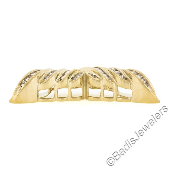 Solid 14K Yellow Gold 3ctw Baguette & Round Cut D… - image 6