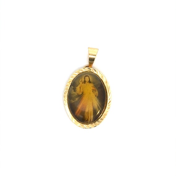 Vintage 14K Yellow Gold Jesus Resurrection Medall… - image 1