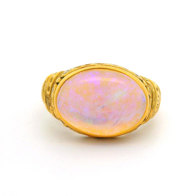 Alex Sepkus 18k Yellow Gold 6.60ct Bezel Opal Diamond Detailed Ring W