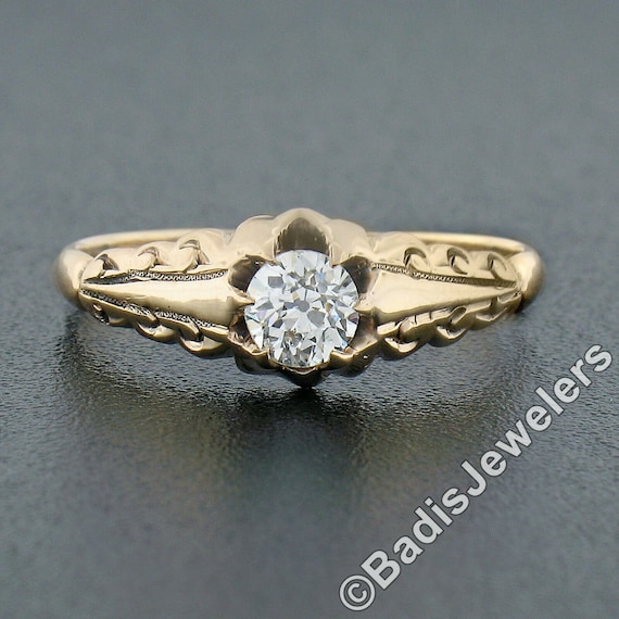 Antique Victorian 14k Rosy Yellow Gold 0.30ctw Ol… - image 2