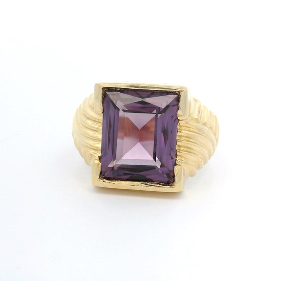 Vintage Retro Men's Synthetic Alexandrite W/ Groo… - image 7