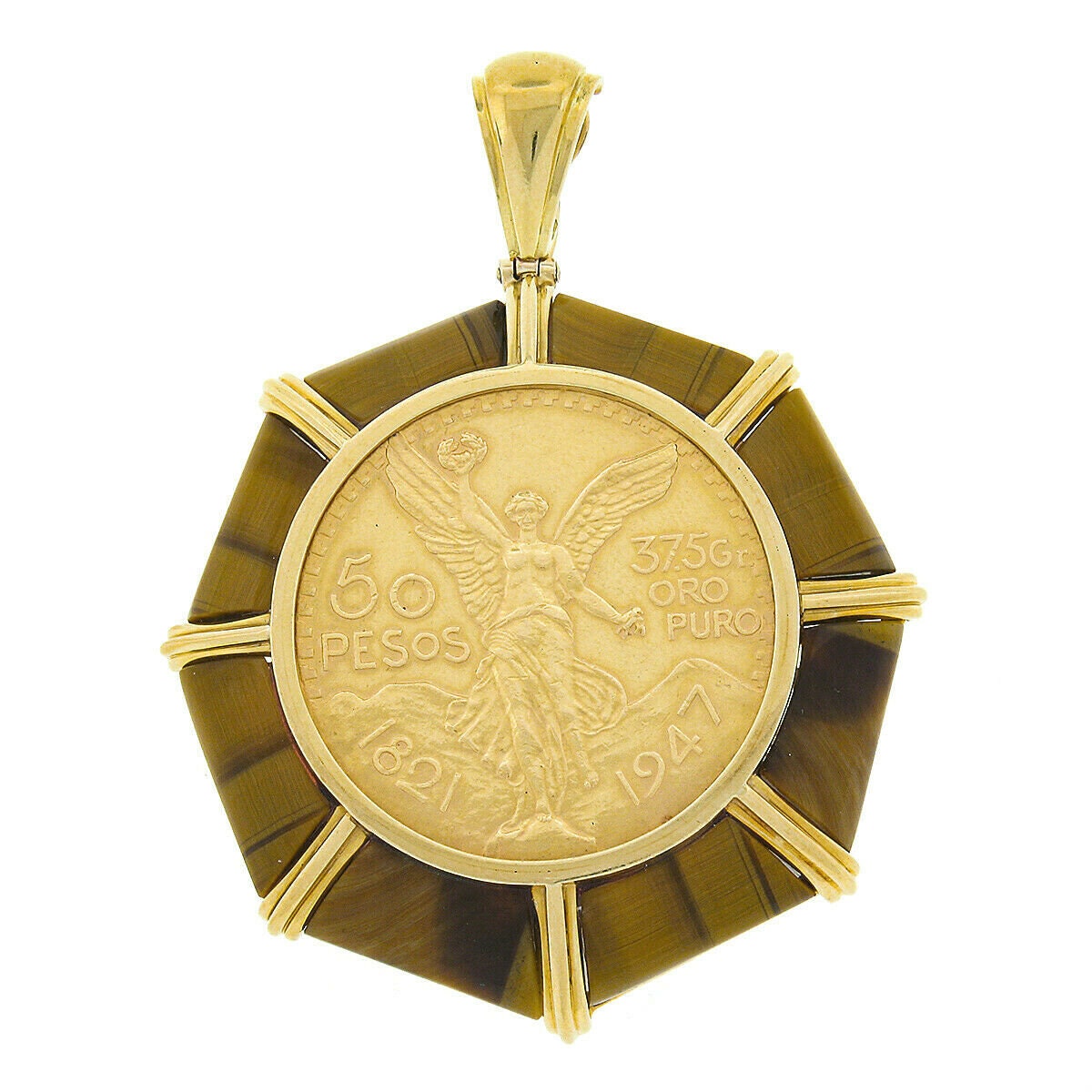 【お買い得！】 Vintage W Frame Eye Tiger's Cut Custom Gold Yellow 18K アクセサリー