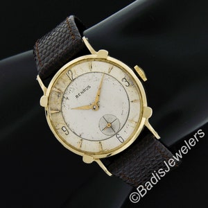 Vintage 14k Yellow Gold Benrus 17j 29mm Swiss Wrist Watch Model DN 2A Cal. 1281 in Excellent Condition
